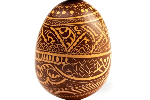 Uovo di Pasqua decorato su sfondo bianco
