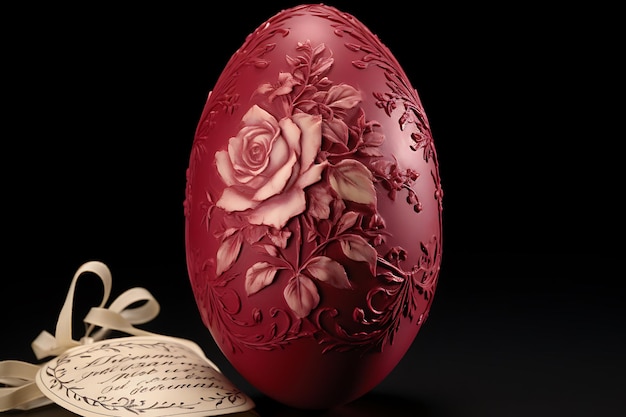 Uovo di Pasqua floreale con iscrizione scritta a mano