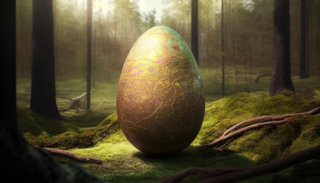 Uovo di Pasqua nella foresta IA generativa