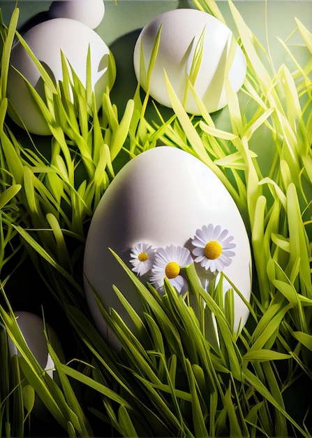 Uovo ecologico nell'erba in crescita Generato dall'intelligenza artificiale