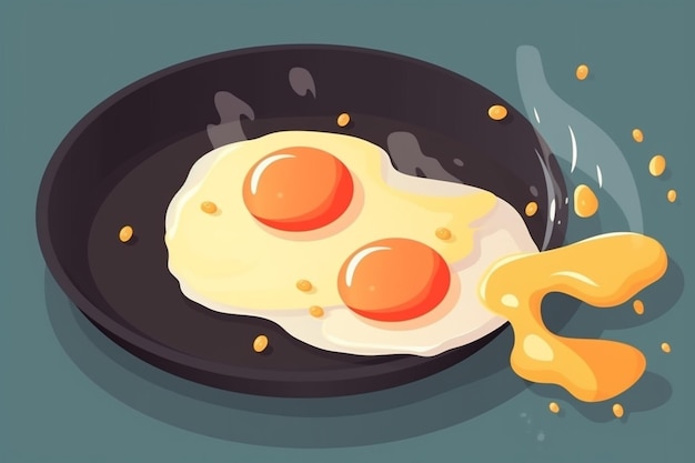 Uovo galleggiante fritto con padella fumetto icona vettore illustrazione cibo oggetto icona concetto isolato premium vettore piatto auto