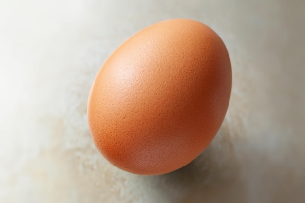 Uovo marrone su fondo metallico.