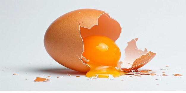 Uovo spaccato su uno sfondo bianco