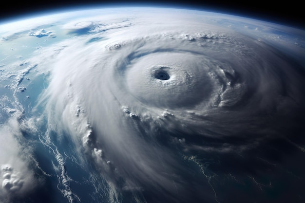 Uragano gigante influenzato dal cambiamento climatico stagione degli uragani generativa ai