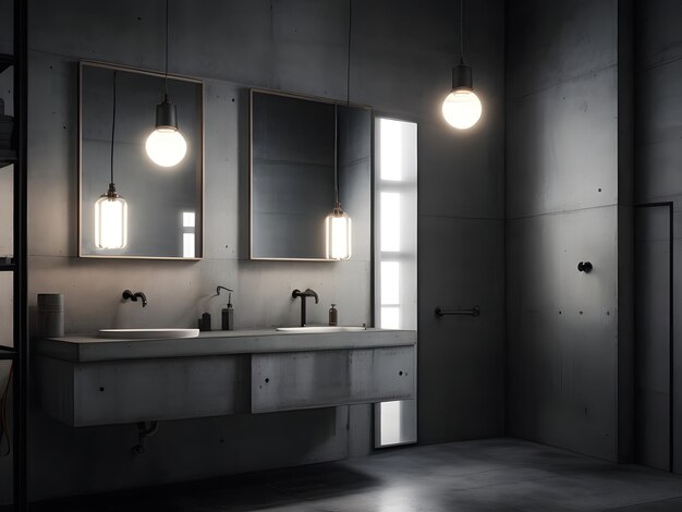 Urban Chic Industrial Bathroom Generative AI (AI generativa per bagni industriali urbani)