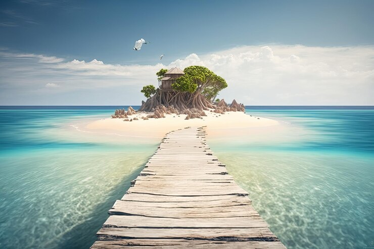 Urlaub auf einer einsamen Insel in den TropenGenerative AI