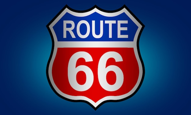 US route 66 segno scudo segno con numero di percorso e testo