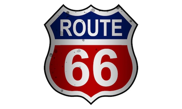 US route 66 segno scudo segno con numero di percorso e testo