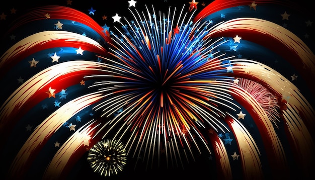 USA 4 luglio festa dell'indipendenza con fuochi d'artificio Generative ai