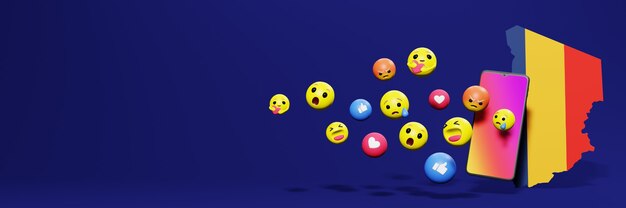 Usa Emoticon in Ciad per le esigenze dei social media tv e lo sfondo del sito web coprono lo spazio vuoto