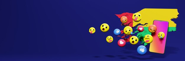 Usa Emoticon in Guinea per le esigenze dei social media tv e lo sfondo del sito web coprono uno spazio vuoto