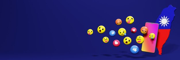 Usa l'emoticon dei social media a Taiwan per le esigenze della tv sui social media e dello sfondo del sito web