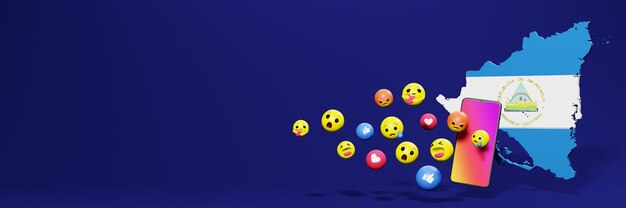 Usa l'emoticon dei social media in Nicaragua per le esigenze della tv sui social media e dello sfondo del sito web