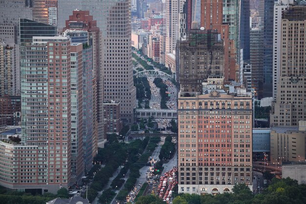 USA, New York City, traffico, veduta aerea