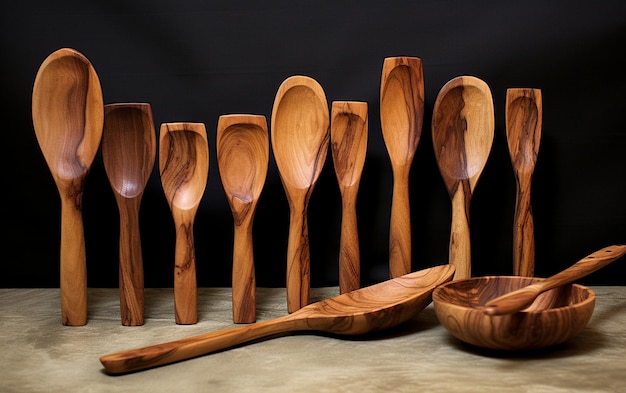 Utensili in legno fatti a mano Elementi essenziali per la cucina in legno