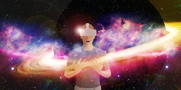 Utenti di occhiali VR Imparare la scienza attraverso gli occhiali AR nello studio delle stelle e dell'universo