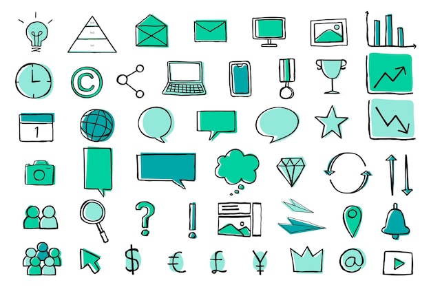 Utilizzabili icone aziendali png per il marketing collezione verde