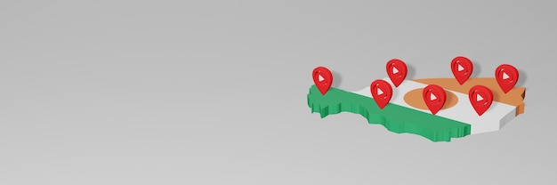 Utilizzo dei social media e di Youtube in Niger per infografiche in rendering 3D