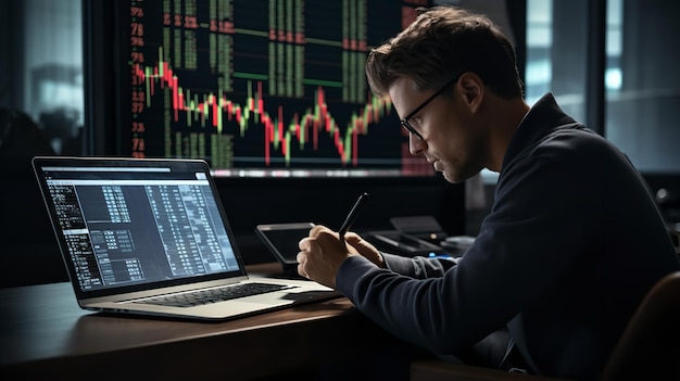 Utilizzo di un laptop e di un telefono per controllare il trading di Ai generativa