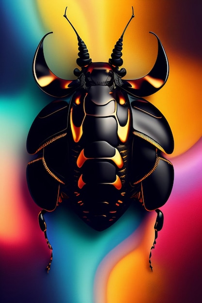 Utra hd scarabeo rinoceronte arte generativa futuro 8k