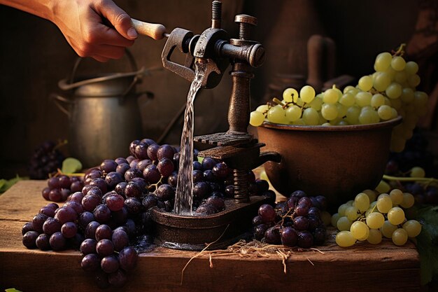 Uva pressata per estrarre il succo