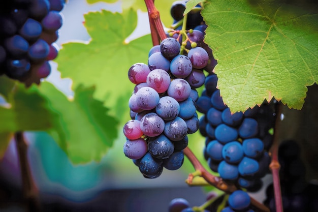 Uva viola in un vigneto Concept di vino e frutta gustosa