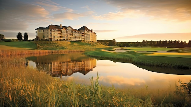 Vacanze al golf che mostrano campi da campionato rinomati per la loro eccellenza Entrate nei fairway meticolosamente curati generati dall'AI