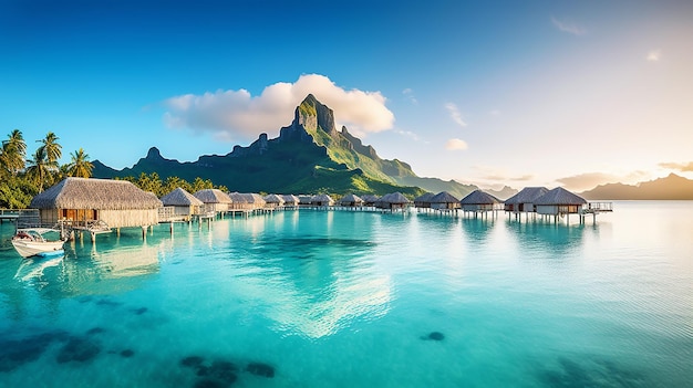 Vacanze estive a Bora Bora Polinesia francese Generative AI