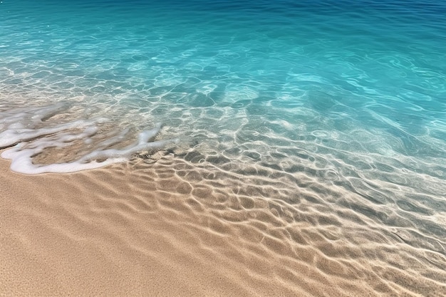 Vacanze estive sulla spiaggia sullo sfondo con acqua di mare pulita, fresca e blu