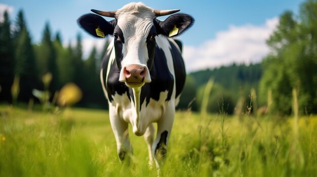 Vacca sul campo verde IA generativa