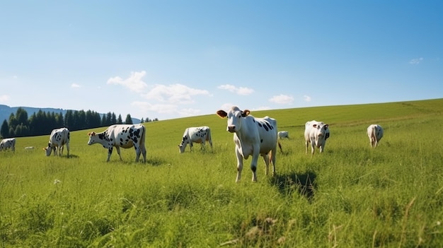 Vacca sul campo verde IA generativa