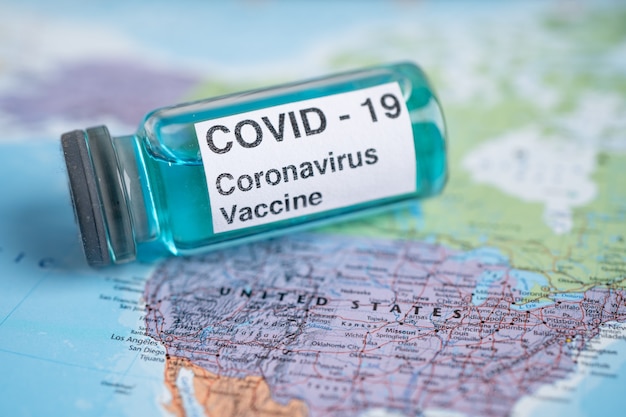 Vaccino contro il coronavirus Covid19 su USA America mappa sviluppo medico