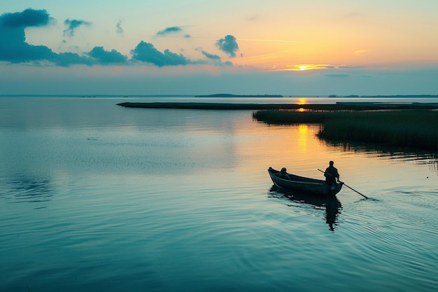 Vaga per gli estuari sereni dove i pescatori sono pienamente generativi