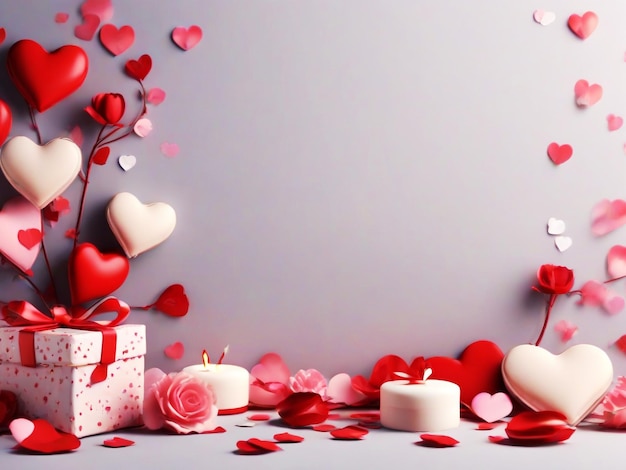 Valentine's day background banner design migliore qualità immagine iper realistica con cuore regalo d'amore