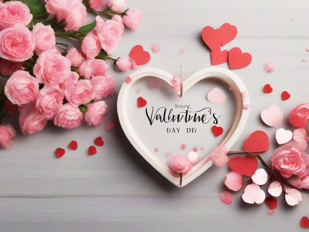 Valentine's day background banner design migliore qualità immagine iper realistica con cuore regalo d'amore