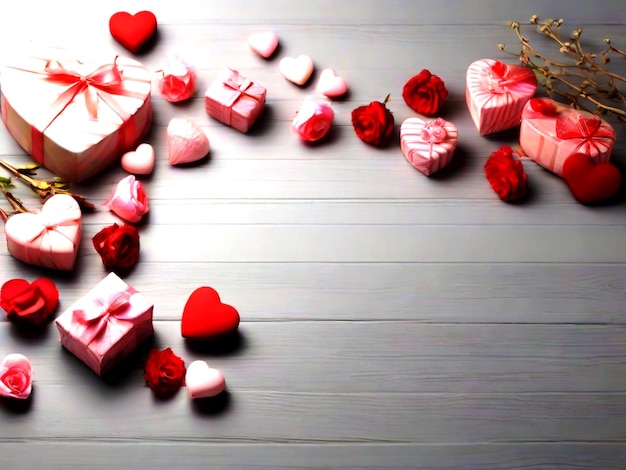 Valentine's day background banner design migliore qualità immagine iper realistica con cuore regalo d'amore