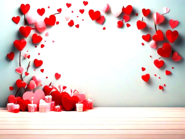 Valentine's day background banner design migliore qualità immagine iper realistica con cuore regalo d'amore