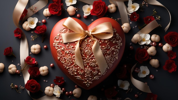 Valentine's Day Love HeartShaped Gift Box con nastro