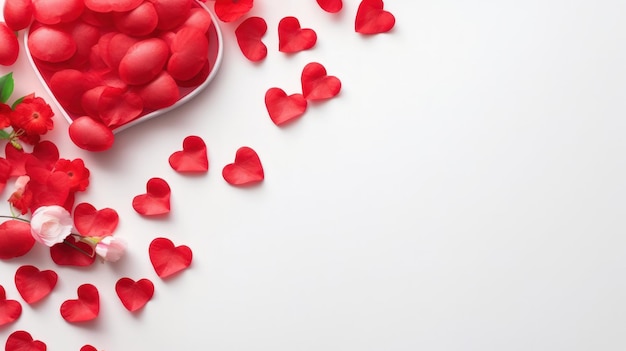 Valentine's day presente concetto con scatola regalo e cuore rosso copia spazio sfondo rosa generare AI