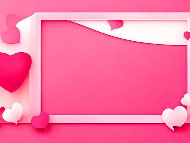 Valentines day concept background3d cuori di carta rossa e rosa con cornice quadrata bianca immagine gratuita