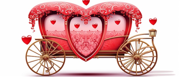 Valentines Heart Cart Simbolo d'amore isolato su bianco