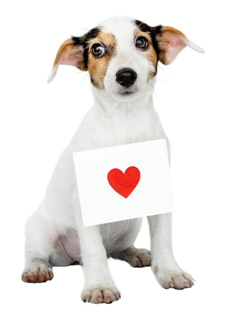 Valentines puppy png sticker Jack Russell Terrier su sfondo trasparente