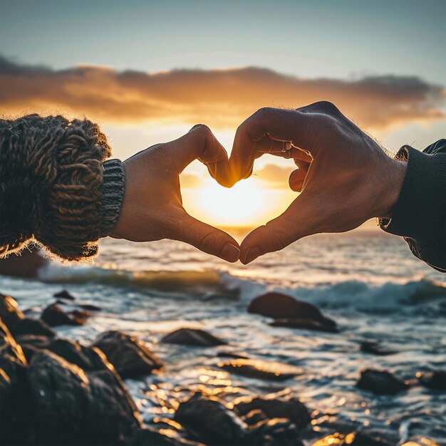 Valentino coppia nel mare lato icona amante amore hart con aveva