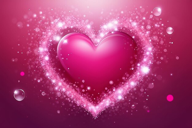 Valentino cuore sfocato e bolle Bokeh luccioli rosa brillante sfondo astratto seasona