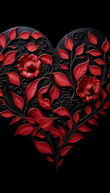 Valentino cuore sfondo in rosso e nero perfetto per l'amore e l'affetto temi verticale