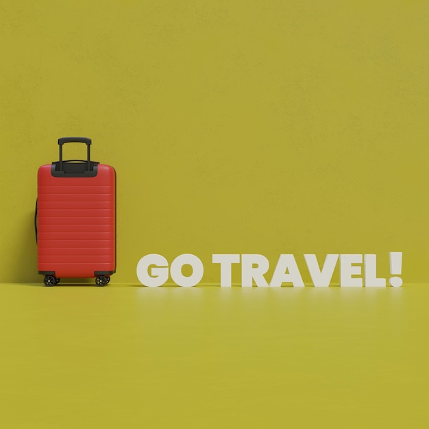 Valigetta di viaggio rossa e vai a viaggiare