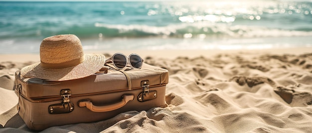 Valigetta e accessori per le vacanze sulla sabbia