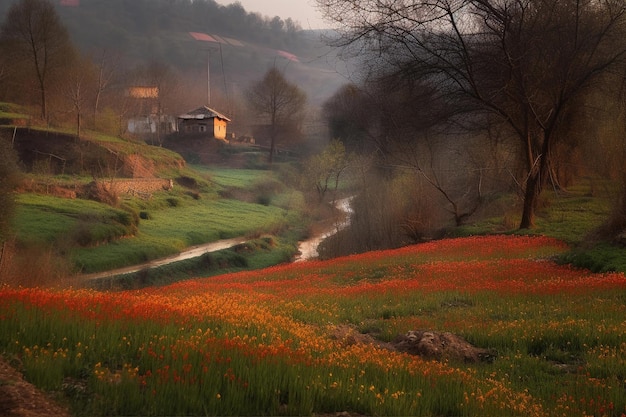 Valle dello zafferano Bellissimo paesaggio AI Generato