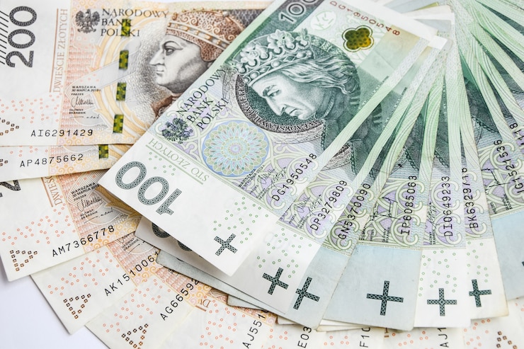 Valuta polacca sul tavolo