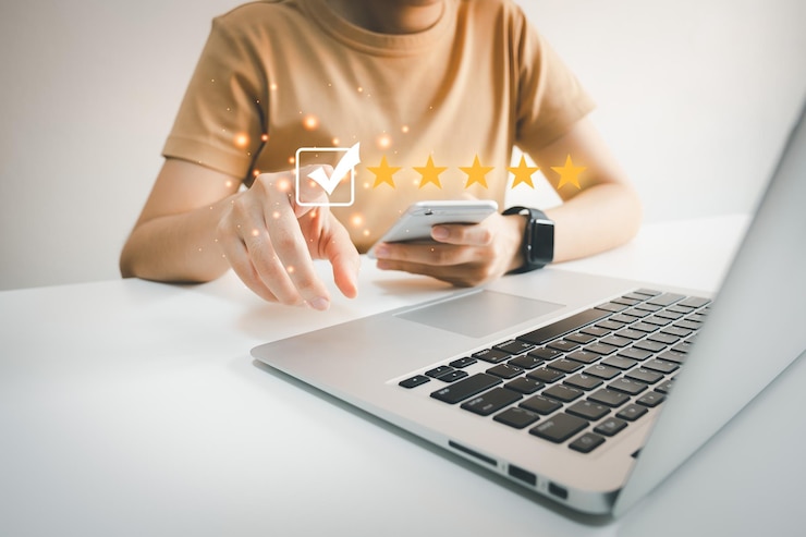Valutazione della soddisfazione del cliente 5 stelle per laptop L'utente ha ricevuto un servizio eccellente Recensisci il servizio con il punteggio più alto la migliore attenzione ha impressionato ottimo servizio feedback da parte degli ospiti